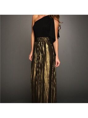 Mark and James Badgley Mischka long bronze pleated skirt S